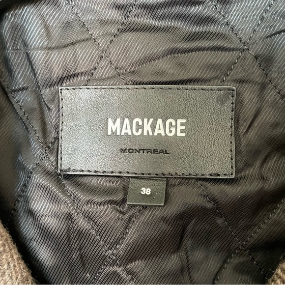 Mackage Men’s Clement Brown Plaid Wool Biker Motorcycle Jacket EUC Size 38/M - Picture 9 of 12